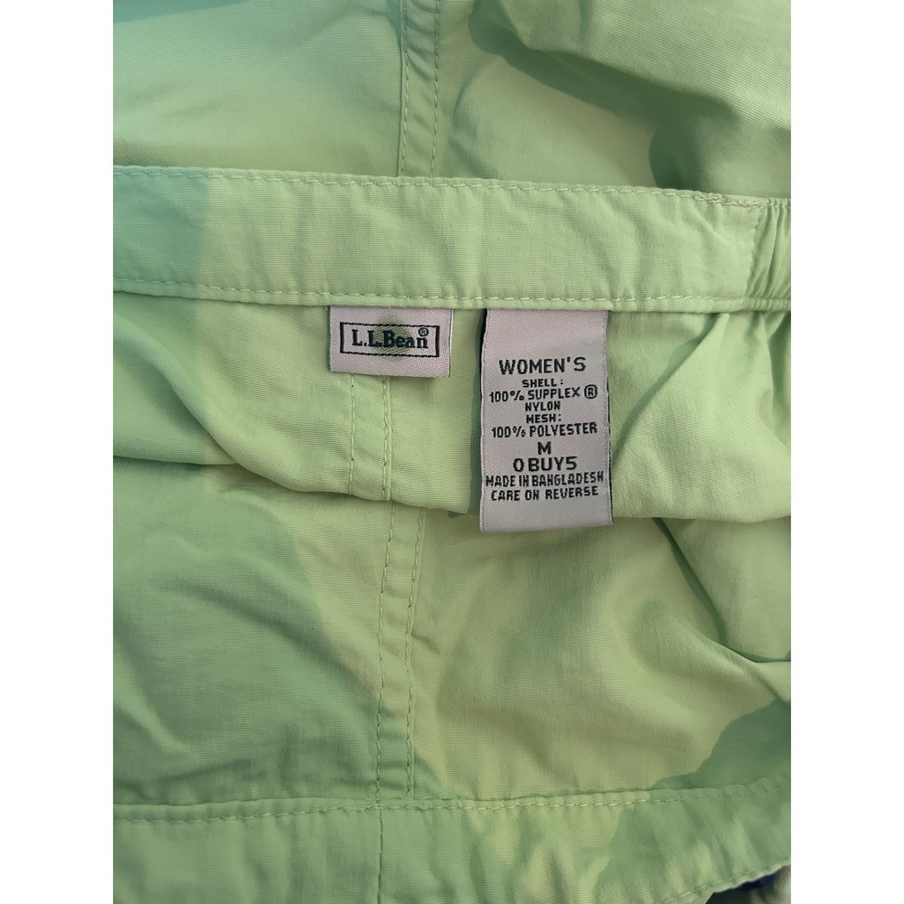 LL BEAN Women's Woven Nylon Capris Size Medium Elastic Waist Lime Green Pockets - Picture 5 of 6